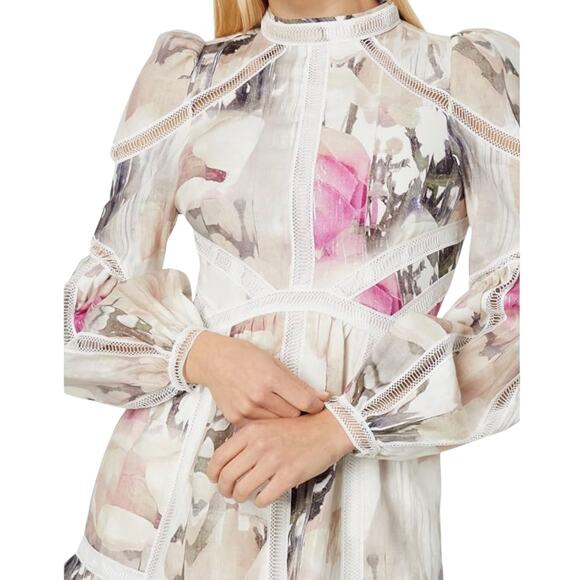 Ted Baker London Dress 4 6 Semi Formal Mini Small Linen Long Sleeve Fleurz $450 - Picture 1 of 17